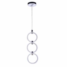 15W LED Context Pendant Light, 3 Lights, Dim, 540 lm, 3000K, Chrome