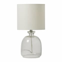 Textured Clear Glass Base Table Lamp Fixture w/o Bulb, White/Nickel