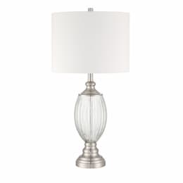 Glass and Metal Base Table Lamp Fixture w/o Bulb, E26, White/Nickel