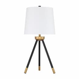 Metal Tri-Pod Base Table Lamp Fixture w/o Bulb, Black/Gold, 2-Pack
