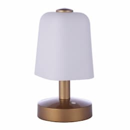 5W LED Outdoor Rechargeable Portable Table Lamp, 3000K, Satin Brass