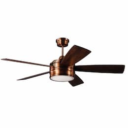 52-in 74W Braxton Ceiling Fan w/Bulb, 3-Speed, 5-Blade, Brushed Copper