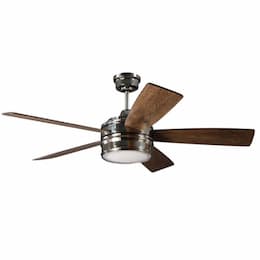 52-in 74W Braxton Ceiling Fan w/Bulb, 3-Speed, 5-Blade, Satin Brass