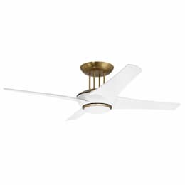 54-in 33W Cam Indoor Ceiling Fan w/Bulb, 6-Speed, 4-Blade, White/Brass