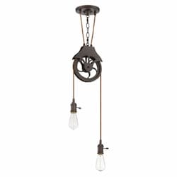 Design-A-Fixture Keyed Socket Pulley Pendant Kit, 2 Light, Aged Bronze