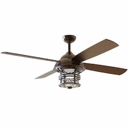 56-in 59W Courtyard Ceiling Fan w/ Bulb, 3-Speed, 4-Blade, Bronze