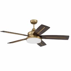 54-in 34W Drew Indoor Ceiling Fan w/ Bulb, 6-Speed, 5-Blade, Brass