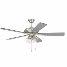 52-in 59W Eos Ceiling Fan w/ Bulb, 3-Speed, 5-Blade, Nickel/Greywood