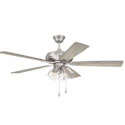 52-in 59W Eos Ceiling Fan w/ Bulb, 3-Speed, 5-Blade, Nickel/Driftwood