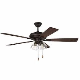 52-in 59W Eos Ceiling Fan w/ Bulb, 3-Speed, 5-Blade, Espresso/Walnut