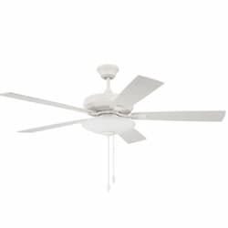 52-in 59W Eos Ceiling Fan, 3 Light, 3-Speed, 5-Blade, White/Washed Oak