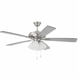 52-in 59W Eos Ceiling Fan, 4 Light, 3-Speed, 5-Blade, Nickel/Greywood