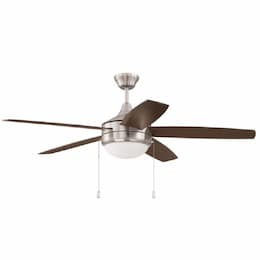 52-in 23W Phaze Ceiling Fan w/ Bulb, 3-Speed, 5-Blade, Nickel/Walnut