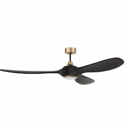 84-in 33W Envy Ceiling Fan w/ Bulb, 6-Speed, 3-Blade, Black/Brass