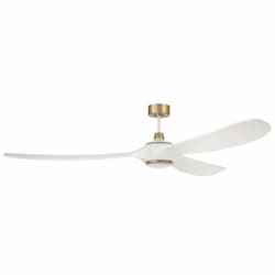 84-in 33W Envy Ceiling Fan w/ Bulb, 6-Speed, 3-Blade, White/Brass