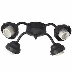 36W LED Universal Fan Light Fitter, 4 Lights, E26, 80 CRI, Flat Black