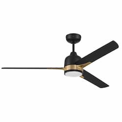 52-in 60W Fuller Ceiling Fan w/ Bulb, 3-Speed, 3-Blade, Black/Brass