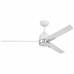 52-in 60W Fuller Ceiling Fan w/ Bulb, 3-Speed, 3-Blade, White/Nickel