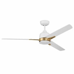 52-in 60W Fuller Ceiling Fan w/ Bulb, 3-Speed, 3-Blade, White/Brass