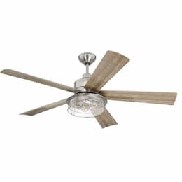 56-in 67W Garrick Ceiling Fan w/ Bulb, 3-Speed, 5-Blade, Nickel