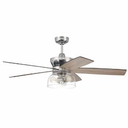 52-in 28W Gibson Ceiling Fan w/ Bulb, 6-Speed, 5-Blade, Nickel