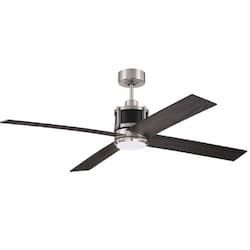 56-in 34W Gregory Ceiling Fan w/ Bulb, 6-Speed, 4-Blade, Nickel/Black