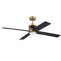 56-in 34W Gregory Ceiling Fan w/ Bulb, 6-Speed, 4-Blade, Brass/Black