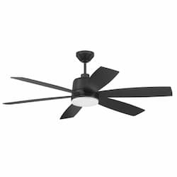 54-in 35W Hogan Ceiling Fan w/ Bulb, 6-Speed, 6-Blade, Flat Black