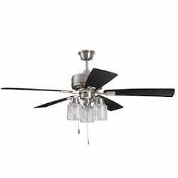 52-in 60W Kate Ceiling Fan w/ Bulb, 3-Speed, 5-Blade, Polished Nickel