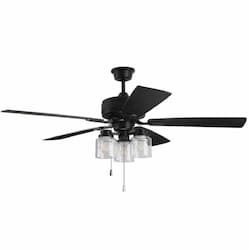 52-in 60W Kate Ceiling Fan w/ Bulb, 3-Speed, 5-Blade, Flat Black