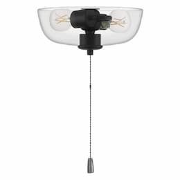 14W LED Clear Glass Bowl Light Kit, 2 Light, E26, 3000K, Flat Black