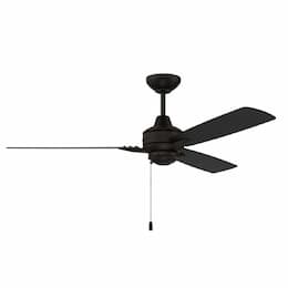 52-in 61W Moto Ceiling Fan w/o Bulb, 3-Speed, 3-Blade, Flat Black