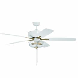 52-in 67W Pro Plus 101 Ceiling Fan, 3-Speed, 5-Blade, White/Brass