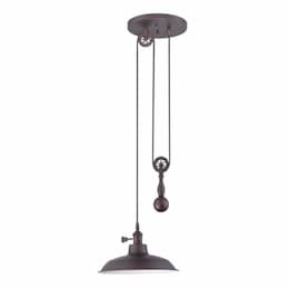 Pulley Pendant Light Fixture w/o Bulb, 1 Light, E26, Aged Bronze