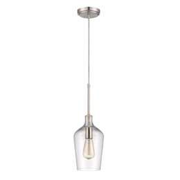 Mini Pendant Light Fixture w/o Bulb, 1 Light, E26, Brushed Nickel