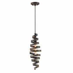 Spiral Mini Pendant Light Fixture w/o Bulb, 1 Light, E26, Matte Black