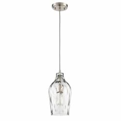 6-in Mini Pendant Light Fixture w/o Bulb, 1 Light, E26, Nickel/Glass