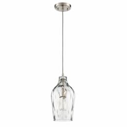 6-in Mini Pendant Light Fixture w/o Bulb, 1 Light, E26, Nickel/Glass