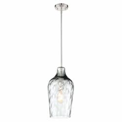 9-in Mini Pendant Light Fixture w/o Bulb, 1 Light, E26, Nickel/Glass