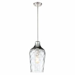 9-in Mini Pendant Light Fixture w/o Bulb, 1 Light, E26, Nickel/Glass