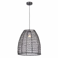 Woven Mini Pendant Light Fixture w/o Bulb, 1 Light, E26, Matte Black