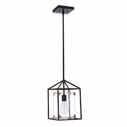 Aaron Pendant Light Fixture w/o Bulb, 1 Light, E26, Black/Brass