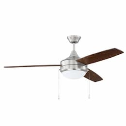 52-in 57W Phaze Ceiling Fan w/ Bulb, 2 Light, 3-Speed, 3-Blade, Nickel