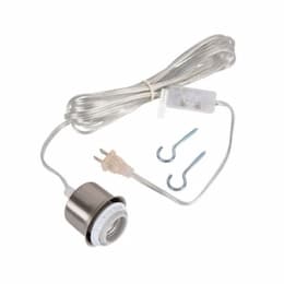 Swag Hardware Kit w/ 15-ft Silver Cord & Socket, E26, Polished Nickel