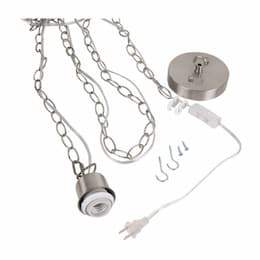 Swag Hardware Kit w/ 15-ft Cord, Chain, Canopy & Socket, E26, Nickel