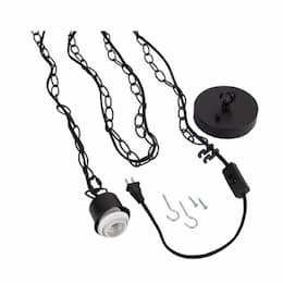 Swag Hardware Kit w/ 15-ft Cloth Cord, Chain, Canopy & Socket, Black