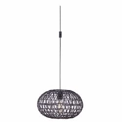 Portable Swag Rattan Pendant Fixture w/o Bulb, E26, Flat Black