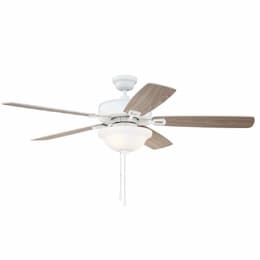 52-in 60W Twist N Click Ceiling Fan w/ Bulb, 3-Speed, 5-Blade, White