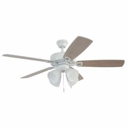 52-in 59W Twist N Click Ceiling Fan w/ Bulb, 3-Speed, 5-Blade, White