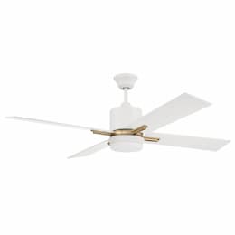 52-in 60W Teana Ceiling Fan w/ Bulb, 4-Speed, 4-Blade, White/Brass